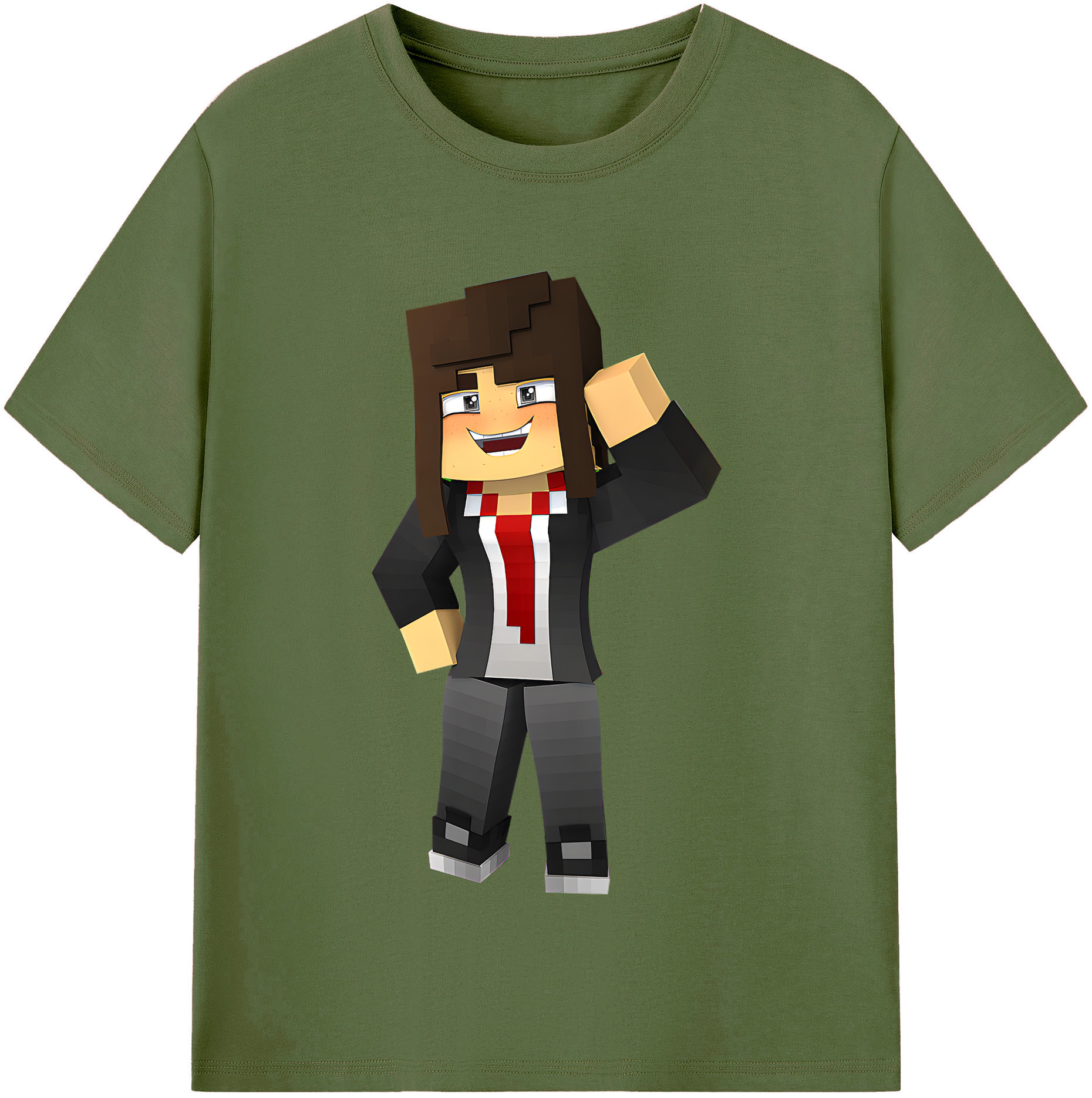 （画像用） マインクラフト ブロックの世界 Minecraft MC Block world 綿100％半袖Tシャツ（フロントプリント）